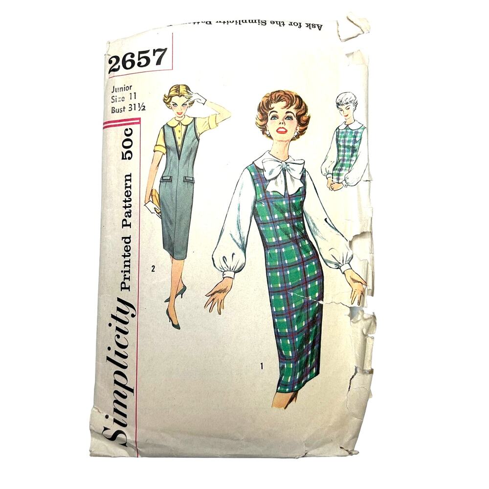 Simplicity Vintage 1960's Pattern #2567 Junior Jumper and Blouse Size 11